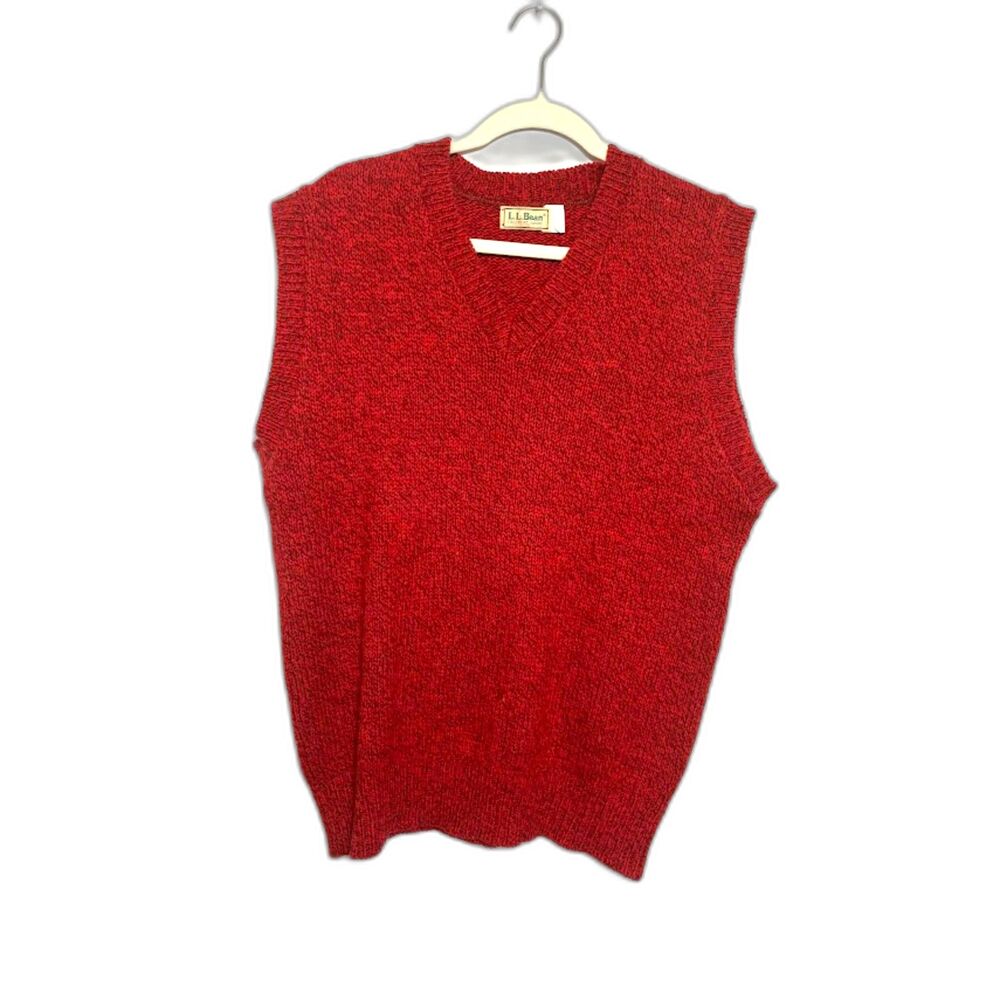 LL Bean Sweater Vest Men's Size Large Red Pullover Grandpa Wool Holiday Gorpcore